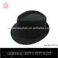 100% Polyester Strip chapéu de fedora preto